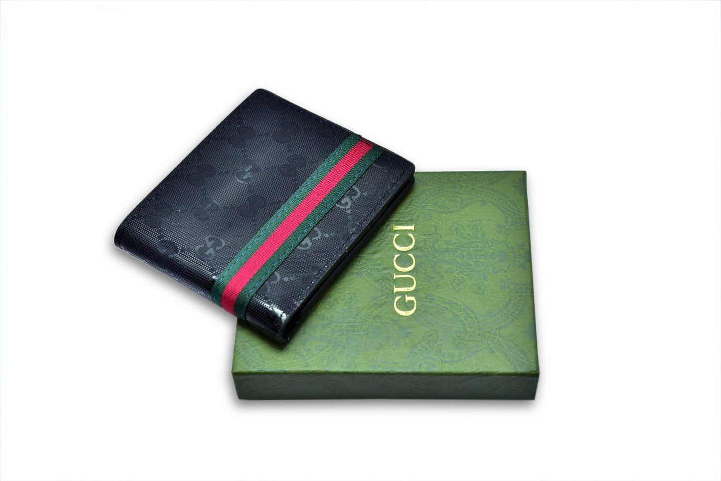 Black Leather Gucci Signature Web Wallet
