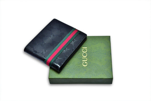 Black Leather Gucci Signature Web Wallet