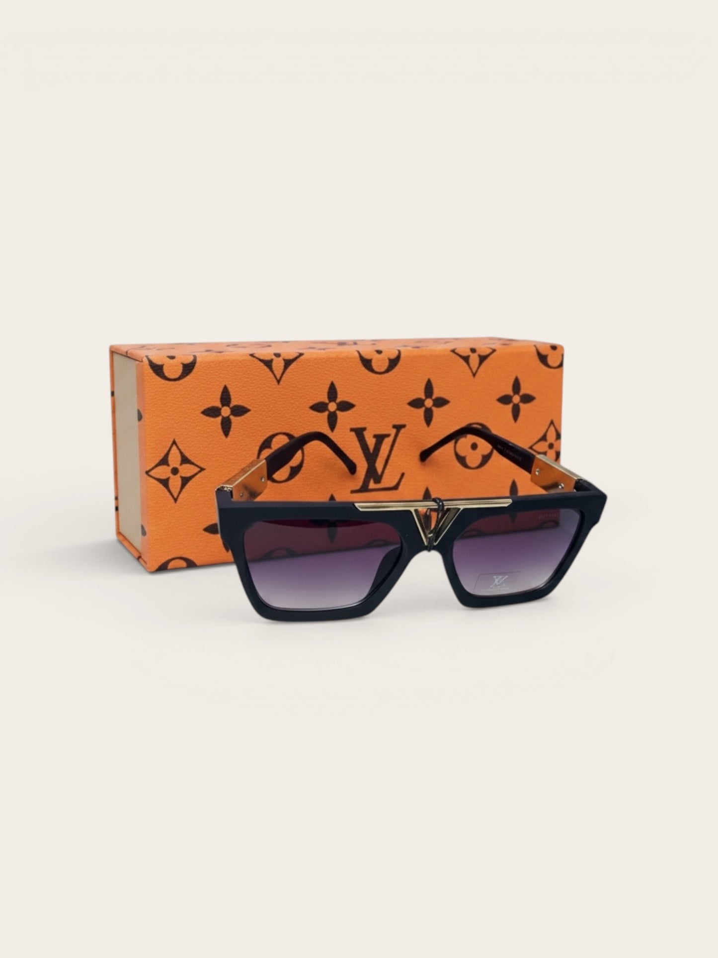 Louis Vuitton Square Sunglasses – Black & Gold Designer Frame