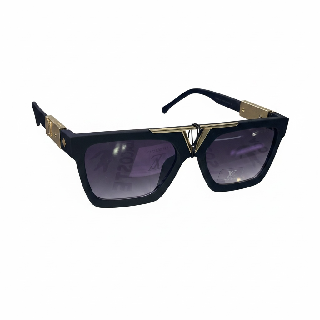 Louis Vuitton Square Sunglasses – Black & Gold Designer Frame