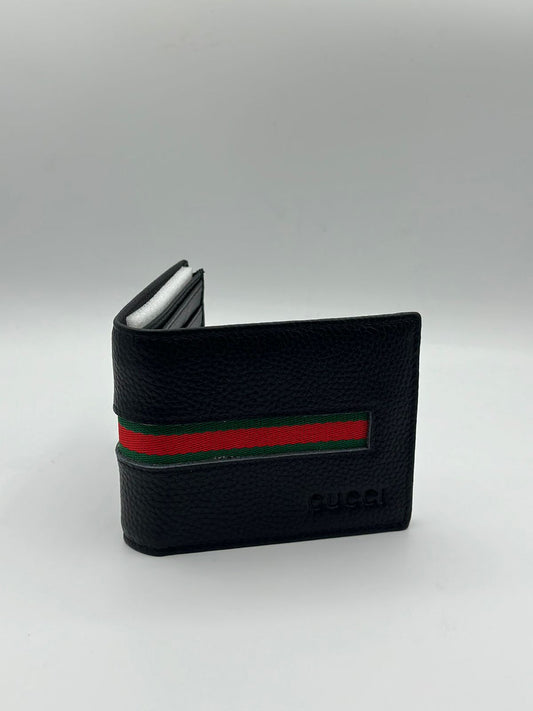 Black Leather Gucci Signature Web Wallet