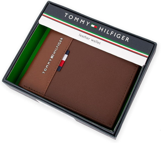 Tommy Hilfiger Men's Bifold Tan Leather RFID Wallet